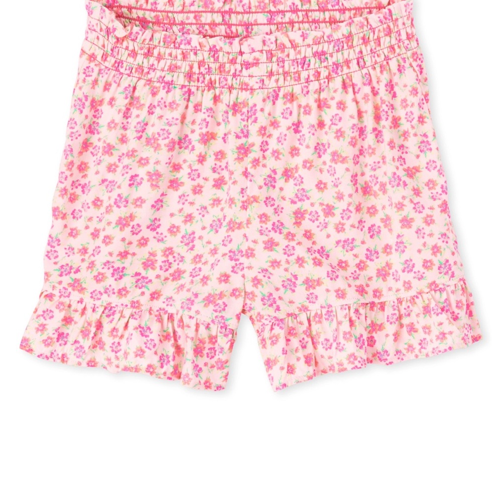 The Children's Place Pink Ruffle Hem Floral Shorts